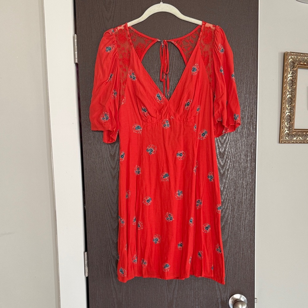 Free People Red Floral Mini Dress